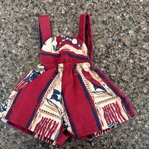 Handmade American Girl Bitty Baby Sized Doll Patriotic R,W & B Overalls